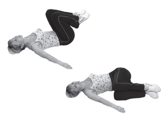 Exercício com as pernas dobradas na altura dos joelhos para artrose da articulação do quadril
